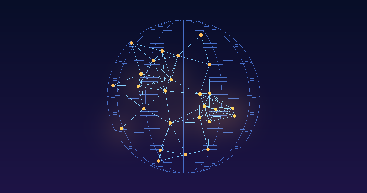 Illustration of a glowing globe made of connected network nodes